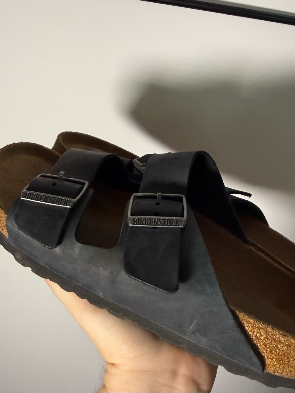 Black leather birkenstocks Size 39 soft footbed - Picture 3 of 7